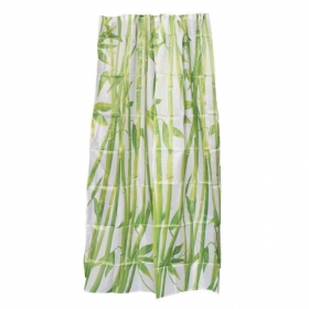 Zuhanyfüggöny textil 180x200 cm zöld bambusz mintás + tartozék karikák