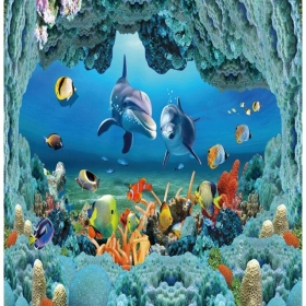 Zuhanyfüggöny textil 180x200 cm viz alatti világ + tartozék karikák