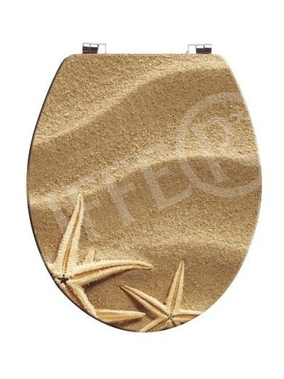 Wc ülőke MDF rozsdamentes fém zsanérral sivatagi. homokos tengeri csillaggal