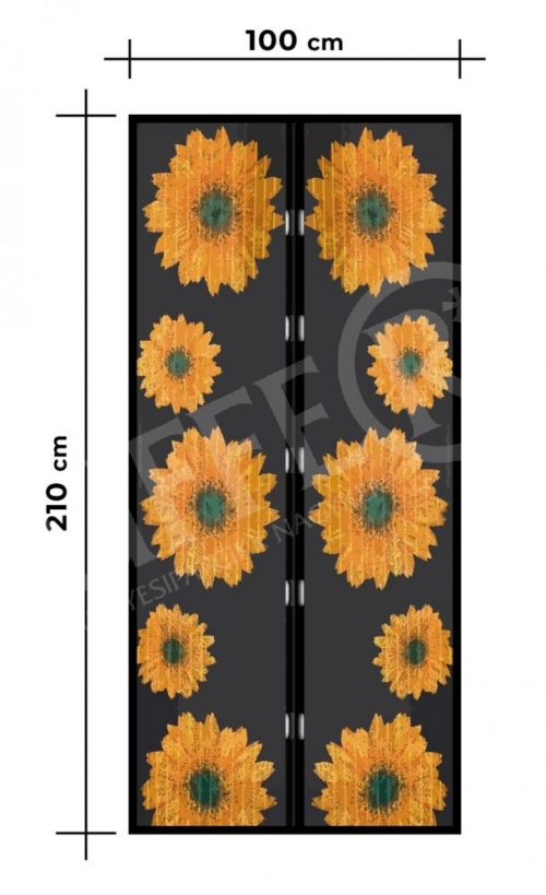 Szúnyogháló ajtóra mágneses napraforgó mintás
