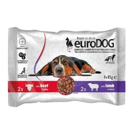 Kutya eledel alutasakos Eurodog duo Pouch marha-bárány 4x85 gr