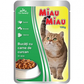 Macska eledel alutasakos MIAU Pouch 12x100 gr pulykahúsos