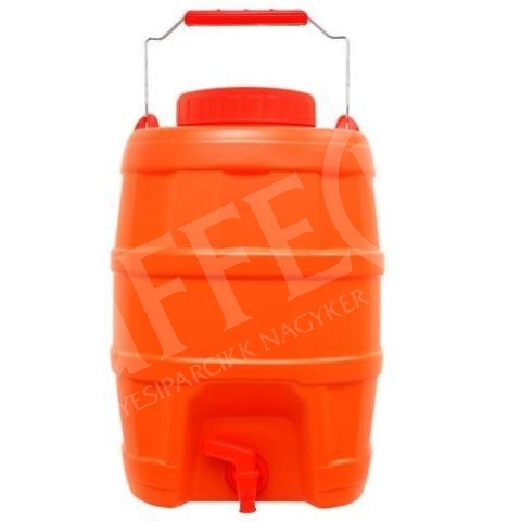 Kanna műanyag csapos 10 liter szögletes camping, fém füllel NARANCS