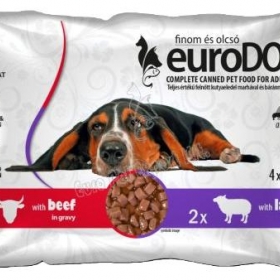 Kutya eledel alutasakos Eurodog duo Pouch marha-bárány 4x85 gr