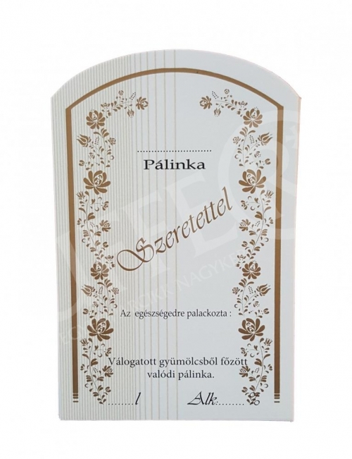 Cimke pálinkás üvegre - matrica 10 darab/csomag szeretettel felirattal