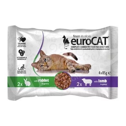 Macska eledel alutasakos Eurocat duo Pouch nyúl-bárány 4x85 gr