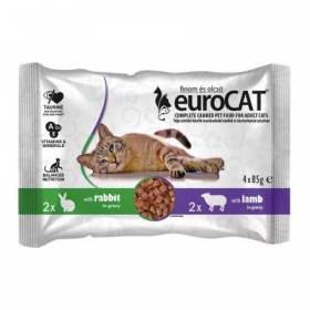 Macska eledel alutasakos Eurocat duo Pouch nyúl-bárány 4x85 gr