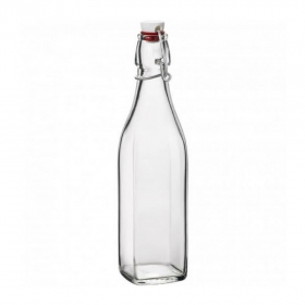 Üveg 0,5 liter fehér csatos, szögletes