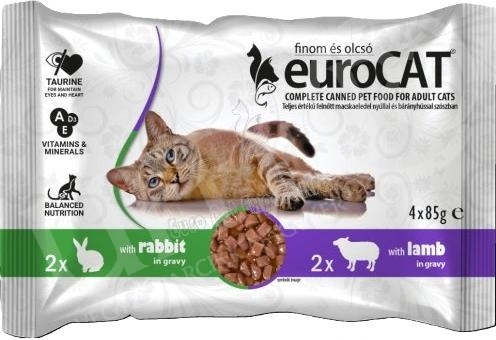 Macska eledel alutasakos Eurocat duo Pouch nyúl-bárány 4x85 gr