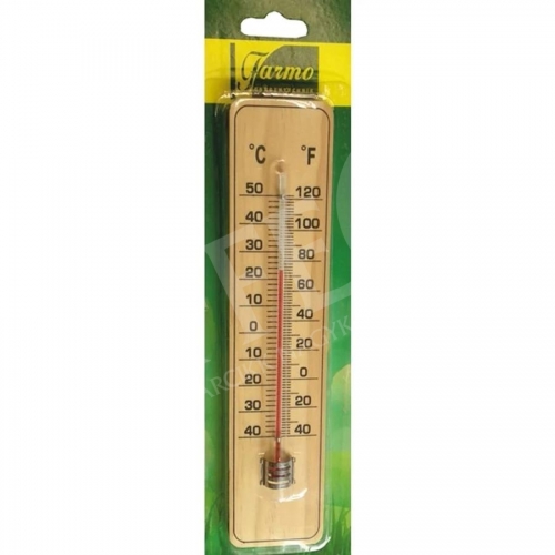 Hőmérő szobai fa hátlappal natúr 22cm Farmo