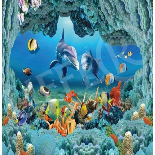 Zuhanyfüggöny textil 180x200 cm viz alatti világ + tartozék karikák