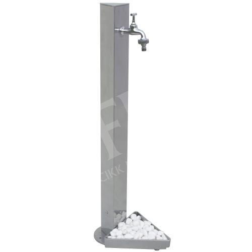 Állókút + vödörtartó porszórt aluminium öntvény + kifolyóval króm hatású