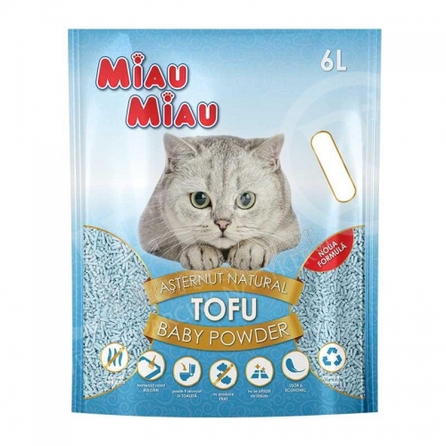 Macskaalom Miau TOFU 6 liter baby powder