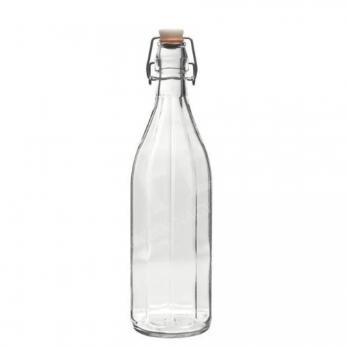 Üveg 1,0 liter fehér csatos, szögletes
