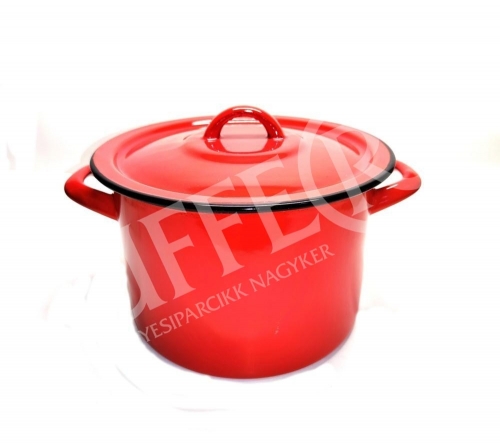 Fazék + fedő zománcozott piros 1,0 liter (13,4cm) hagyományos