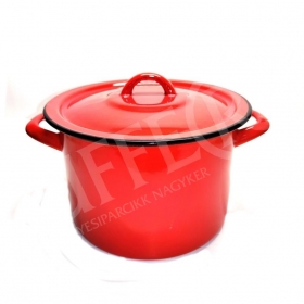 Fazék + fedő zománcozott piros 1,0 liter (13,4cm) hagyományos