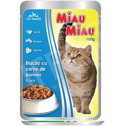 Macska eledel alutasakos MIAU Pouch 12x100 gr lazacos