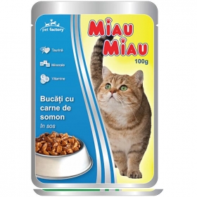 Macska eledel alutasakos MIAU Pouch 12x100 gr lazacos