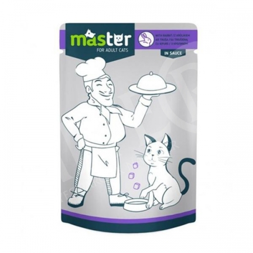 Macska eledel alutasakos Master Pouch 80 gr nyulas