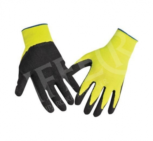 Kesztyű téli martott latex, sárga/fekete. Méret: M (8)