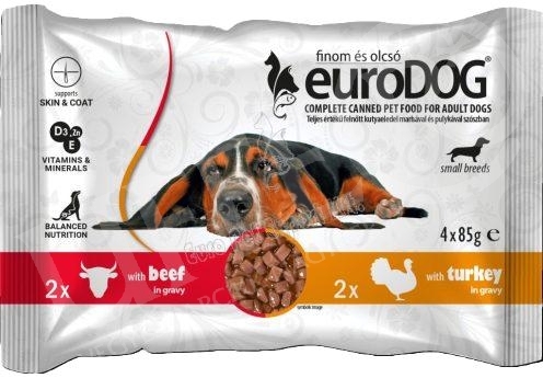 Kutya eledel alutasakos Eurodog duo Pouch marha-pulyka 4x85 gr