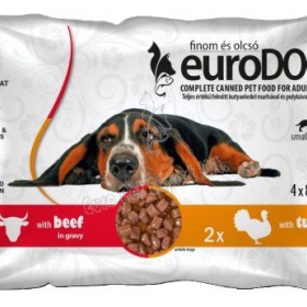Kutya eledel alutasakos Eurodog duo Pouch marha-pulyka 4x85 gr