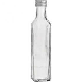 Üveg 1,0 liter fehér szögletes, menetes + csavarzár (Mara)